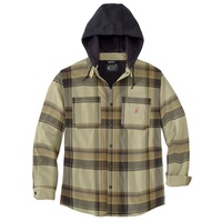 CARHARTT Rugged Flex Flannel Sherpa-Lined Shirt Jacket 105938 - Dunkelbraun/Hellgelb/Schwarz - L