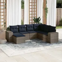 vidaXL Gartensofa-Set 7-tlg. grau Polyrattan
