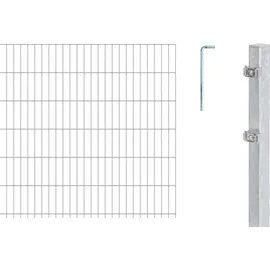 GAH Alberts Alberts Doppelstabmattenzaun 6-5-6, Matten 2,50 m, Höhe 163 m, Länge 12,5 m, feuerverzinkt, Zaun als Komplettset, Pfosten mit Klemmlasche 60x40 mm