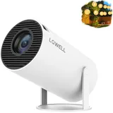 LQWELL HY300 PRO Mini Beamer + Solar Laterne Kombination, 4K 1080P Unterstützung, Android 11, kabellose Projektion, unterstützt Airplay Miracast, mit WiFi Bluetooth, tragbarer Projektor