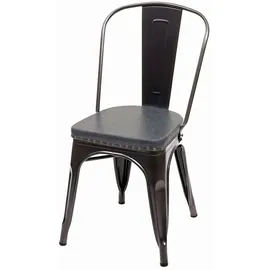 Mendler 2er-Set Esszimmerstuhl HWC-H10e, Küchenstuhl Stuhl Chesterfield Metall Kunstleder Industrial Gastronomie ~ schwarz-grau