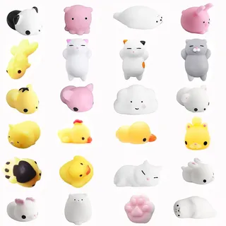 Amaza Squishy Kawaii Set, 24Stück Mochi Squishy Kann Gedehnt, Gedrückt & Geknetet Werden, Mini Squsihy Mochi 4-6CM, Mini Squishies Tiere als Partytüten Füllstoff, Mitgebsel für Kindergeburtstag