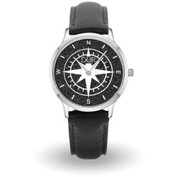 DUR Luxusuhr DUR Schmuck: Uhr 40er "Kompass" mit Lavasand, Lederband schwarz, DW013