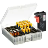 Relaxdays Batteriebox 5,5 x 15 x 15,5 cm 1-tlg. transparent/schwarz
