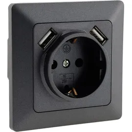 ChiliTec USB-Steckdose Unterputz Grau 2 St.