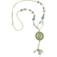 Gallay Perlenkette Kunststoffperlen Ring oliv-grün Perlen mint-grün Kordel lindgrün 90cm (1-tlg) grün