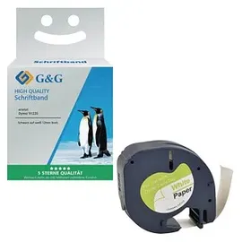 G&G BM-D-G-91200 Kompatibel ersetzt DYMO 91220 Bandfarbe: Weiß Schriftfarbe: Schwarz 12mm 4m