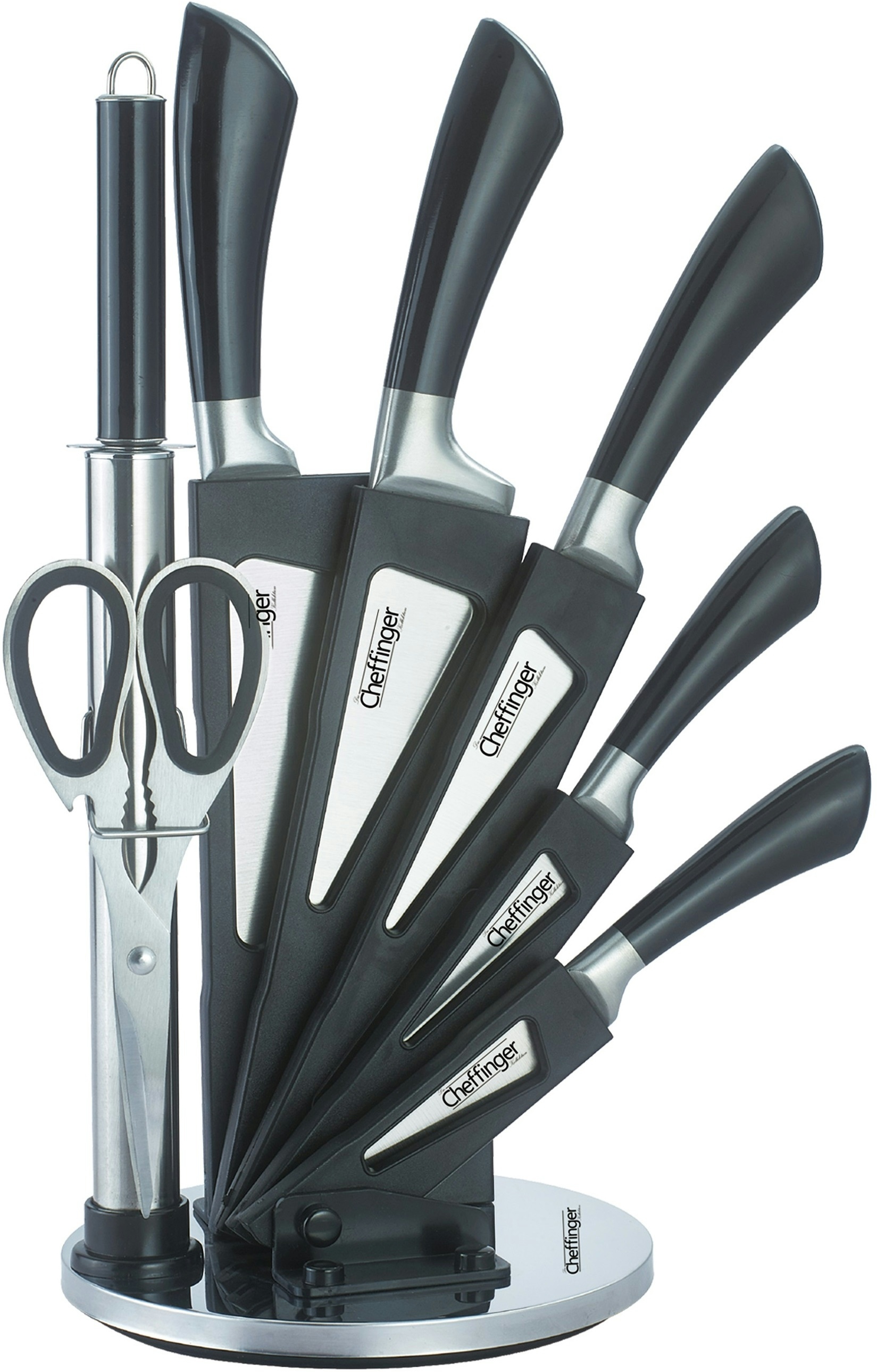 8-teiliges Profi Messer-Set Messerblock sehr hochwertiges Messer Küchenmesser Edelstahl in Schwarz