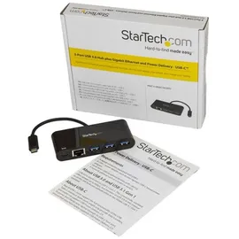 Startech StarTech.com 3 Port USB 3.0 Hub mit Gigabit Ethernet und Stromversorgung - USB Hub mit GbE PD 2.0