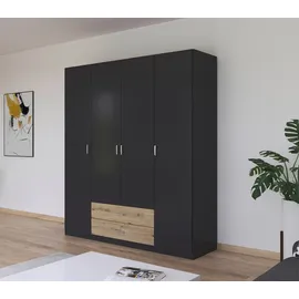 Rauch Drehtürenschrank RAUCH "Kleiderschrank Schrank Garderobe Wäscheschrank GAMMA in 3 Breiten", grau (graumetallic, eiche artisan), B:181cm H:210cm T:54cm, Holzwerkstoff, Schränke, Drehtürenschrank, mit 6 Schubladen, in schlichtem Design TOPSELLER MADE IN