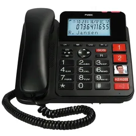 Fysic FX3960 - 'Schnurgebundenes Telefon mit Anrufbeantworter und kabellosem SOS paniekknop, zwart, Schwarz
