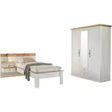 OTTO home Schlafzimmer-Set Westminster, beinhaltet 1 Bett, Kleiderschrank 3-türig und 1 Wandpaneel weiß
