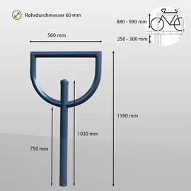 Trutzholm Fahrradständer Fahrradanlehnbügel 118 x 56 cm Stahl Ø 60 mm