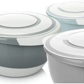 COM-FOUR com-four® 5 l Rührschüssel mit Deckel, und Stoppboden [Auswahl variiert] - Weiß/Hellgrau/Dunkelgrau/Grün