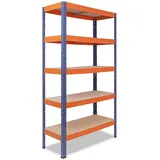 shelfplaza Schwerlastregal Metall 230x100x45 cm blau/orange 5 Böden 200 kg Traglast pro Boden