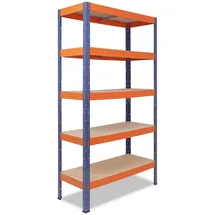 shelfplaza Schwerlastregal Metall 230x100x45 cm blau/orange 5 Böden 200 kg Traglast pro Boden