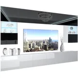 Belini Wohnwand Vollausstattung Wohnzimmer-Set Moderne Schrankwand mit LED-Beleuchtung Anbauwand TV-Schrank Schwarz/Weiß