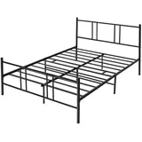 COSTWAY Metallbett Bettrahmen für 200 x 140 cm Matratze, Doppelbettgestell, Bettgestell mit Lattenrost, Stauraum unter dem Bett, Gästebett Plattf... - Schwarz
