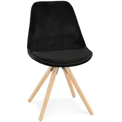 Kadima Design Esstuhl Premium, Besucherstuhl Design | Buchenholz & Samt | Schwarz, helle Beine | Event-geeignet | Velanox Kollektion