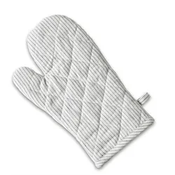 EXKLUSIV HEIMTEXTIL Grillschürze Küchenschürze mit Ofenhandschuh 2teilig im Set weiss/schwarz gestreift