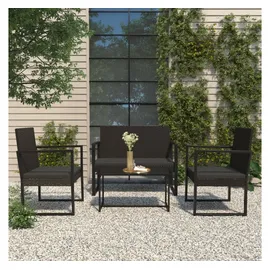 vidaXL Polyrattan Loungesofa 4-tlg. schwarz inkl. Kissen 319199