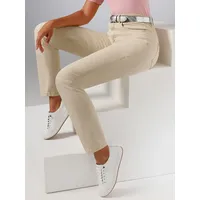 Ascari 5-Pocket-Jeans ASCARI, Damen, Gr. 40, Normalgrößen, beige (sand), 54% Baumwolle, 37% Lyocell, 6% Elastomultiester, 3% Elasthan, unifarben, lang, Jeans 5-Pocket-Jeans