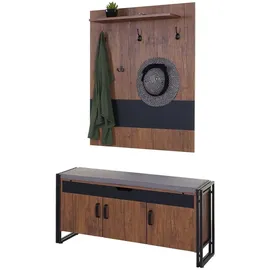 MCW Schuhkommode 53 x 110 x 30 cm 3D-Struktur Metall / Braun