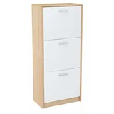matkam Schuhschrank Sonoma Eiche, Weiß, Holzwerkstoff, 50x116x28 cm, Garderobe, Schuhaufbewahrung, Schuhkipper