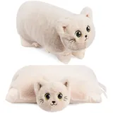 Brubaker Kuscheltier-Kissen Katze - 2 in 1 Plüschtier und Kuschelkissen - 40 x 30 cm Kuschelkatze, Beige - Beige