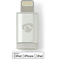 Nedis Lightning-Adapter - Apple Lightning 8-Pin - USB Micro-B Buchse - Vergoldet - Rund - Aluminium
