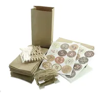 Adventskalender 24 braune Papiertüten mit Holz-Klammern Zahlensticker & Schnur