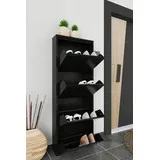 Dmora - Schuhschrank Gonzalo, Schuhregal aus Metall, Mehrzweck-Eingangsgarderobe, Möbel für Schuhe, 50x15h138 cm, Schwarz