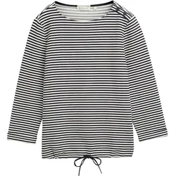 TOM TAILOR Damen Langarmshirt mit Knopf-Details, blau, Gestreift, Gr. XXL