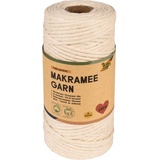 Folia Makramee Garn Natural, 100 % Baumwolle, 100 m gedrehtes Garn - Wolle