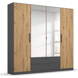 Rauch Drehtürenschrank RAUCH "StyleUp", grau (graumetallic), B:181cm H:197cm T:54cm, Holzwerkstoff, Schränke, Drehtürenschrank, Typ Dark & Wood mit trendigen farblich abgesetzten Griffen