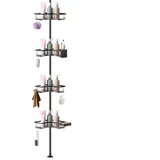 Ravytha Duschablage Ohne Bohren Ecke, Badezimmer Organizer, Duschregal Ohne Bohren, Badezimmer Regal, Teleskop Duschregal, Ablage Dusche, Eckregal Bad, Teleskopregal Bad, Schwarz