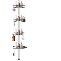Ravytha Duschablage Ohne Bohren Ecke, Badezimmer Organizer, Duschregal Ohne Bohren, Badezimmer Regal, Teleskop Duschregal, Ablage Dusche, Eckregal Bad, Teleskopregal Bad, Schwarz