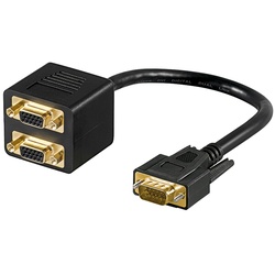 Goobay VGA Adapterkabel, vergoldet - VGA-Stecker (15-polig) > 2x VGA-Buchse (15-polig)
