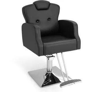 FANTASK Friseurstuhl Höhenverstellbar, Salonstuhl Drehbar mit Kopfstütze, Rückenlehne & Hydraulikpumpe, Frisörstuhl bis 150kg für Barbershop Salon, Schwarz