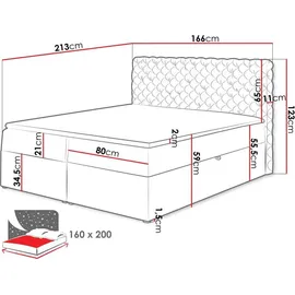Mirjan24 Chesterfield 160 x 200 cm Grau