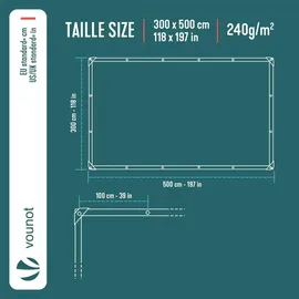 VOUNOT Abdeckplane 3 x 5 m Weiß