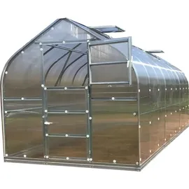 klasika greenhouses Gewächshaus 15m2, 2,5m x 6m, 4 mm Polycarbonatabdeckung 3 Dachfenster)