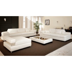 JVmoebel Sofa Weiße Ledersofa 3+2+1 Sitzer Garnitur Designersofa Sofa Textil, Made in Europe weiß