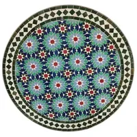 Casa Moro Esstisch Marokkanischer Mosaiktisch Garten D80 rund Ankabut Blau Grün (mit Schmiedeeisen Gestell, Mosaik Esstisch Gartentisch aus Marokko), mediterraner Bistrotisch Kunsthandwerk MT2237 blau|grün