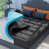 ELEMUSE Grau Matratzen Topper 140x200cm, H3 Gel Topper mit Waschbarem Flauschigem Bezug und Gelschaum, 7CM Höhe Weicher und Bequemer Matratzentopper für Boxspringbett und Unbequeme Betten Schlafsofa