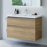 evineo ineo4 Unterschrank B: 98 cm, 2 Auszüge, mit Griff, für Villeroy & Boch Avento & Subway 3.0 Waschtisch,, BE0810OA,