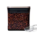 Oxo Steel Coffee POP-Behälter mit Schaufel – 1,6 l luftdichte Aufbewahrung, Edelstahldeckel, getöntes Gehäuse, platzsparend, inklusive 30 ml Schaufel
