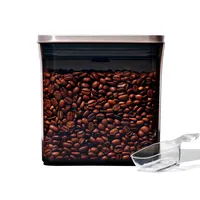 Oxo Steel Coffee POP-Behälter mit Schaufel – 1,6 l luftdichte Aufbewahrung, Edelstahldeckel, getöntes Gehäuse, platzsparend, inklusive 30 ml Schaufel