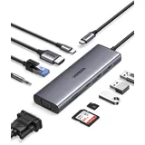 UGREEN Revodok USB C Docking Station Dual Display 10 IN 1 USB C Hub mit HDMI, VGA, 3X USB 3.0, PD 100W, Ethernet, 3.5mm Aux, SD/TF Kompatibel mit MacBook Pro/Air, Surface usw.