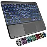 Kabellose Bluetooth Tablet Tastatur mit Touchpad,Ultra-Slim Tastatur mit 7-Farbiger Hintergrund Beleuchtung für iPad OS/iOS-Systeme/Android/Windows/Laptop/Computer,US QWERTY-Layout, Schwarz Beleuchtet